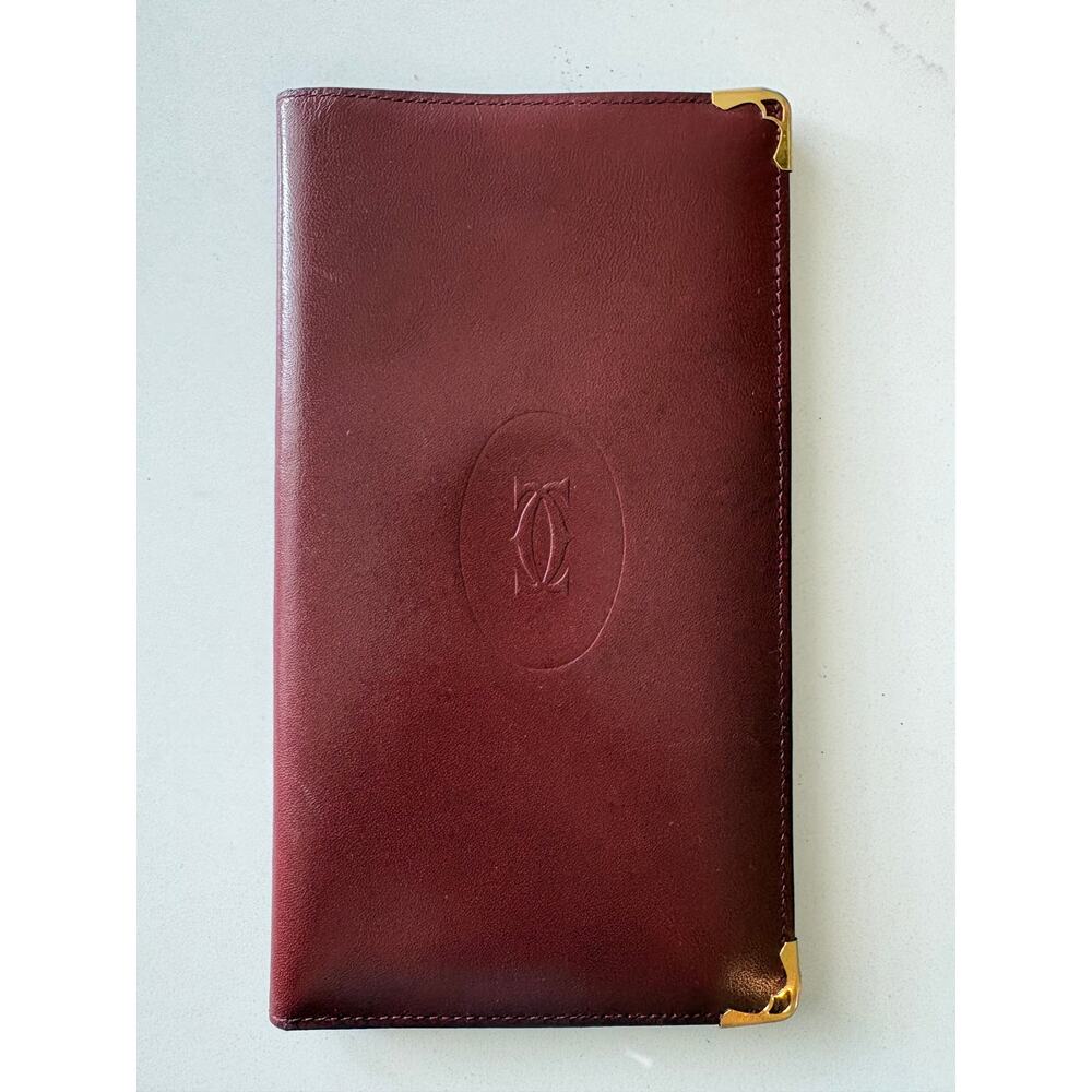 SOLD - Cartier Paris Must de Cartier Burgundy Leather Long Wallet - Picture 1 of 10